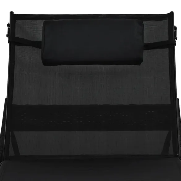 Set Șezlonguri cu Masă Negru Poliratan - Livrare Gratuită