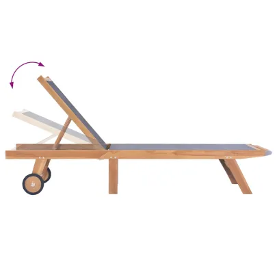 Șezlong Pliabil cu Roți - Lemn de Tec pentru Grădină