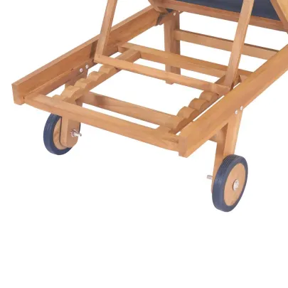 Șezlong Pliabil cu Roți - Lemn de Tec pentru Grădină