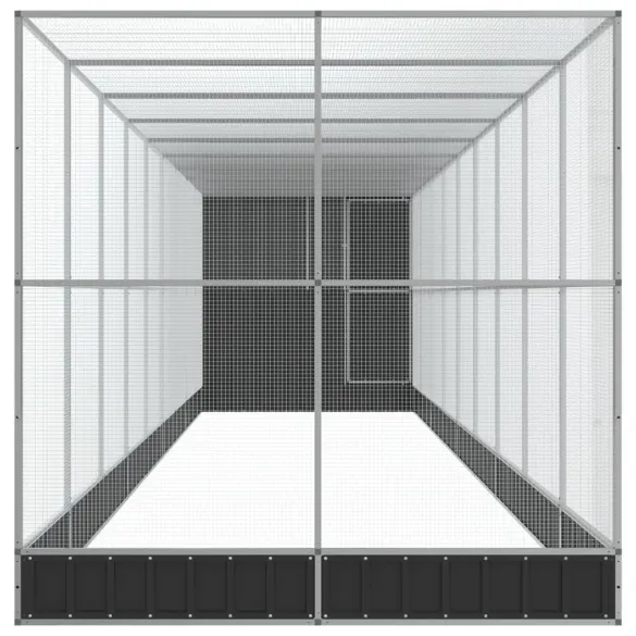 Volieră Păsări Oțel cu Extensie - 1037x203x216 cm - Argintiu