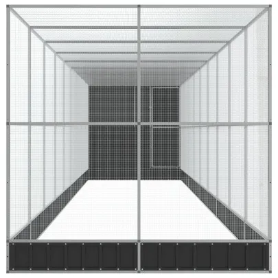 Volieră Păsări Oțel cu Extensie - 1037x203x216 cm - Argintiu