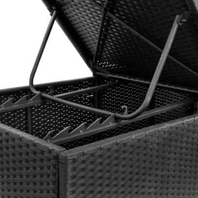 Șezlong de Plajă cu Pernă - Negru | Livrare Gratuită