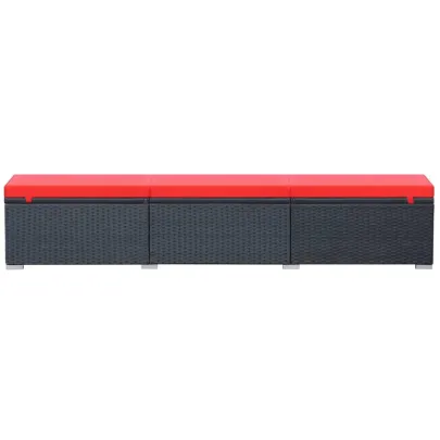 Șezlong de Plajă cu Pernă - Negru Poliratan - Comandă Acum