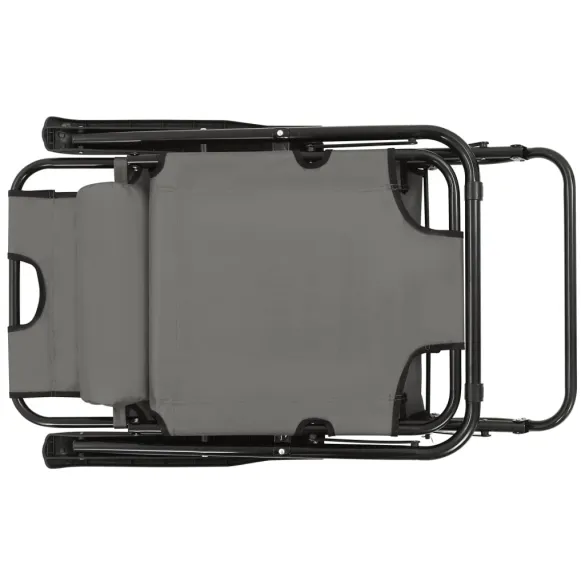 Șezlonguri Pliabile Gri - Set 2 Bucăți | Livrare Gratuită