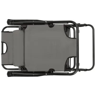 Șezlonguri Pliabile Gri - Set 2 Bucăți | Livrare Gratuită