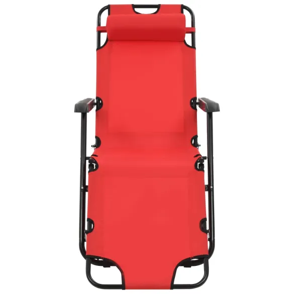 Șezlonguri Roșii Pliabile - Set 2 Bucăți | Livrare Gratuită