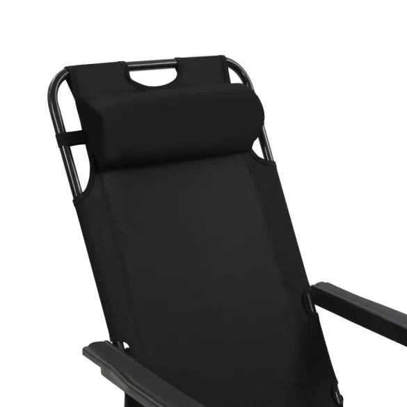 Șezlonguri Pliabile 2 Bucăți - Negru Oțel | Livrare Gratuită