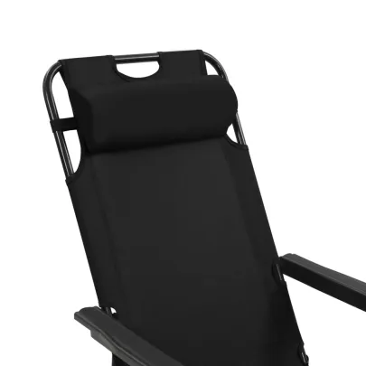 Șezlonguri Pliabile 2 Bucăți - Negru Oțel | Livrare Gratuită