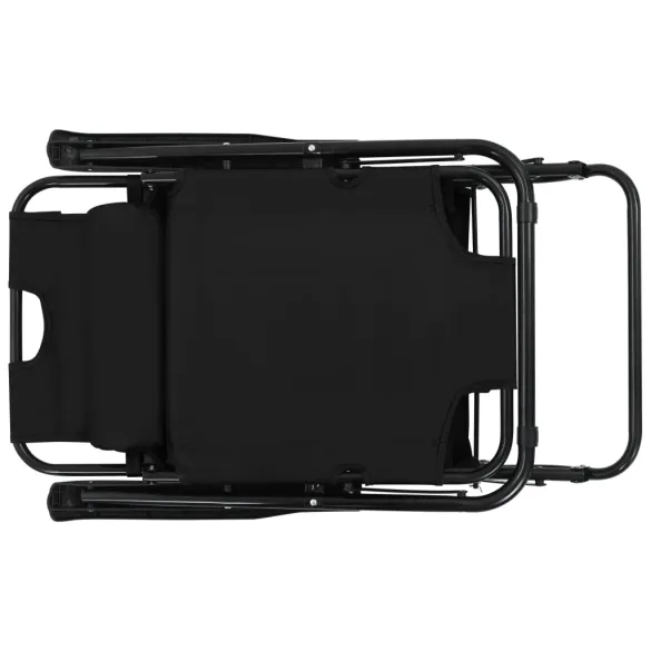 Șezlonguri Pliabile 2 Bucăți - Negru Oțel | Livrare Gratuită