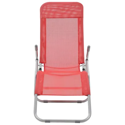 Șezlonguri Plajă Pliabile Roșii - Set 2 Bucăți | Livrare Gratuită