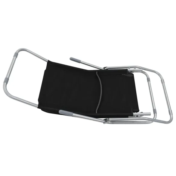 Set 2 Şezlonguri Plajă Pliabile Negru | Livrare Gratuită