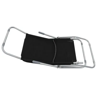 Set 2 Şezlonguri Plajă Pliabile Negru | Livrare Gratuită