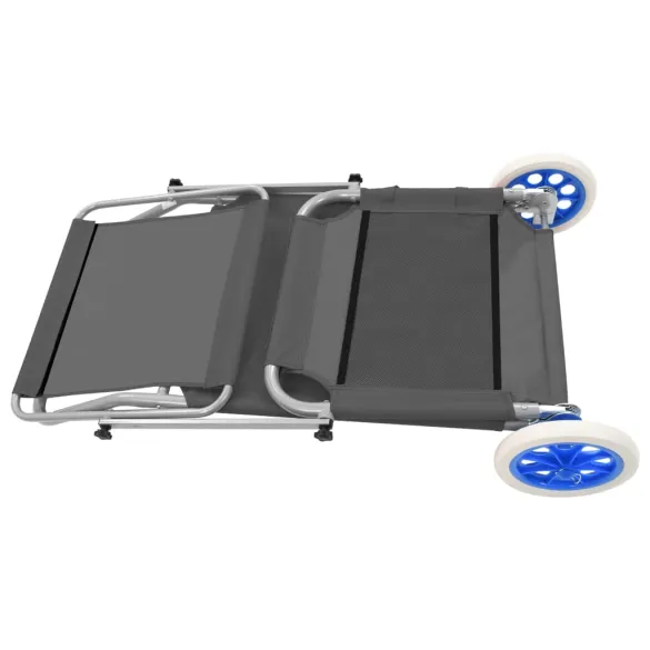 Șezlong Pliabil cu Baldachin și Roți - Gri - Oțel | Comandă Acum