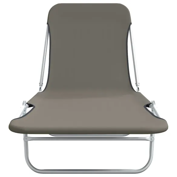 Șezlonguri Pliabile Gri - Set 2 Bucăți - Oțel și Textil