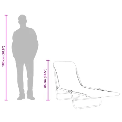 Șezlonguri Pliabile Gri - Set 2 Bucăți - Oțel și Textil