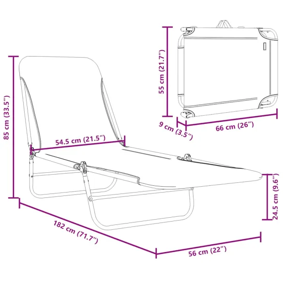 Șezlonguri Pliabile Roșii - Set 2 Bucăți - Oțel & Textil