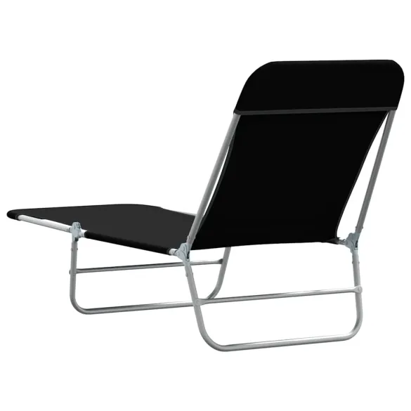 Șezlonguri Pliabile de Plajă - Set 2 Bucăți - Negru