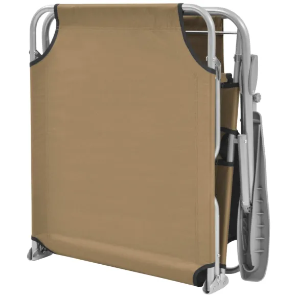 Șezlong Pliabil cu Baldachin Reglabil - Gri Taupe, Oțel