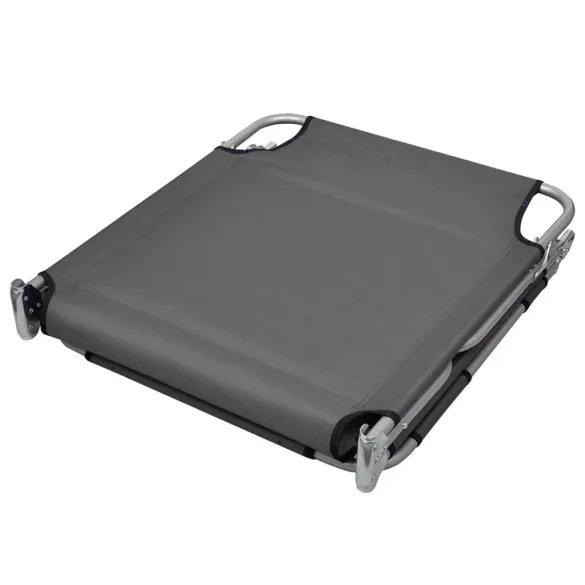 Șezlong Pliabil cu Spătar Reglabil - Gri | Livrare Gratuită