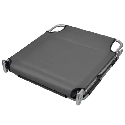 Șezlong Pliabil cu Spătar Reglabil - Gri | Livrare Gratuită