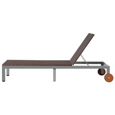 Șezlong Plajă cu Roti - Poliratan Maro | Livrare Gratuita