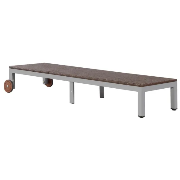 Șezlong Plajă cu Roti - Poliratan Maro | Livrare Gratuita