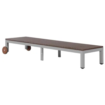 Șezlong Plajă cu Roti - Poliratan Maro | Livrare Gratuita