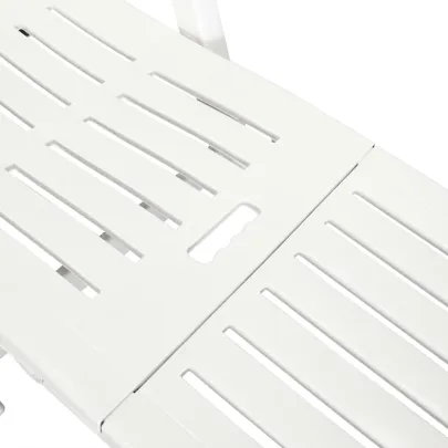 Șezlong de plajă alb - 5 poziții, cu rotile | Livrare Gratuită