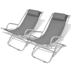 Scaune Terasă Pliabile Gri - Set 2 Bucăți - Oferta Specială
