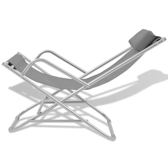Scaune Terasă Pliabile Gri - Set 2 Bucăți - Oferta Specială Scaune Terasă Pliabile Gri - Set 2 Bucăți - Oferta Specială