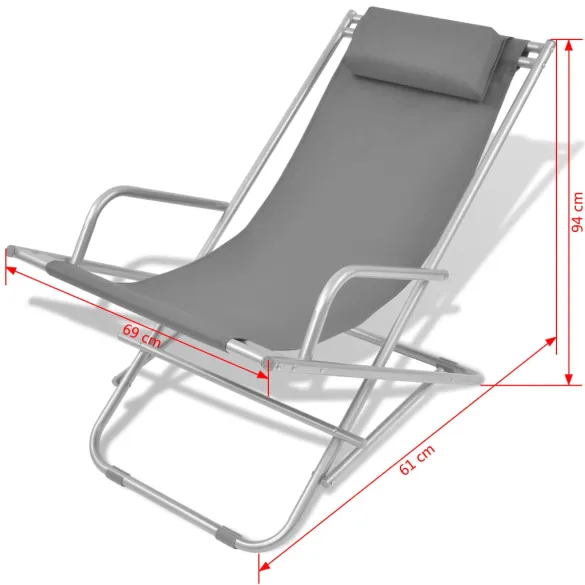 Scaune Terasă Pliabile Gri - Set 2 Bucăți - Oferta Specială Scaune Terasă Pliabile Gri - Set 2 Bucăți - Oferta Specială