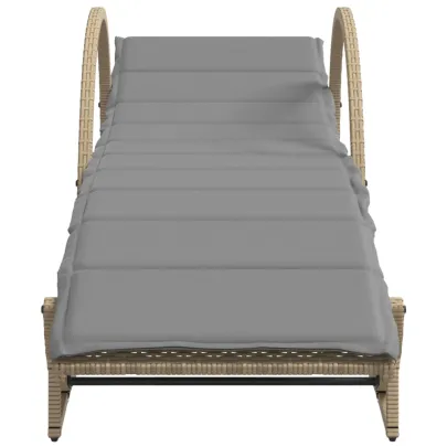 Șezlonguri de Plajă cu Perne - Set de 2 - Bej - Poliratan