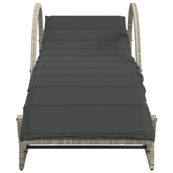 Șezlonguri de Plajă cu Perne - 2 Bucăți - Gri Deschis - Poliratan