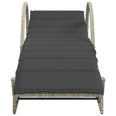 Șezlonguri de Plajă cu Perne - 2 Bucăți - Gri Deschis - Poliratan