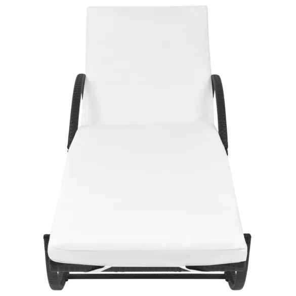 Șezlong de Grădină cu Masă și Pernă - Negru | Livrare Gratuită