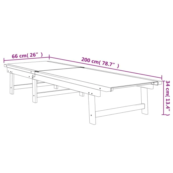 Șezlonguri Exterior 2 buc - Lemn Acacia Masiv - Negru