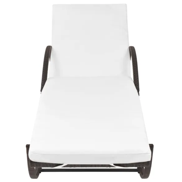 Șezlong cu Masă și Pernă - Ratan Poli - Livrare Gratuită