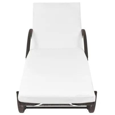 Șezlong cu Masă și Pernă - Ratan Poli - Livrare Gratuită