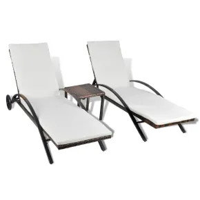 Set Șezlonguri cu Masă Ratan Maro - Livrare Gratuită 2