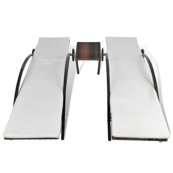 Set Șezlonguri cu Masă Ratan Maro - Livrare Gratuită