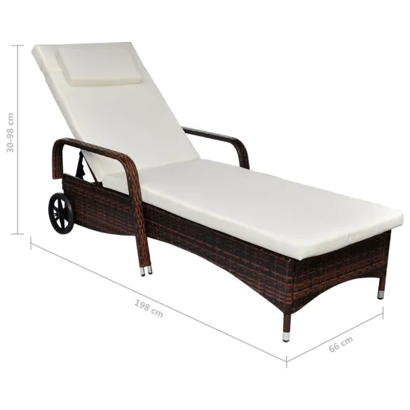 Șezlong Plajă cu Rotele, Maro - Comfort și Mobilitate Șezlong Plajă cu Rotele, Maro - Comfort și Mobilitate