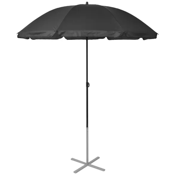 Șezlonguri cu Umbrelă - Aluminiu, Negru - Livrare Gratuită