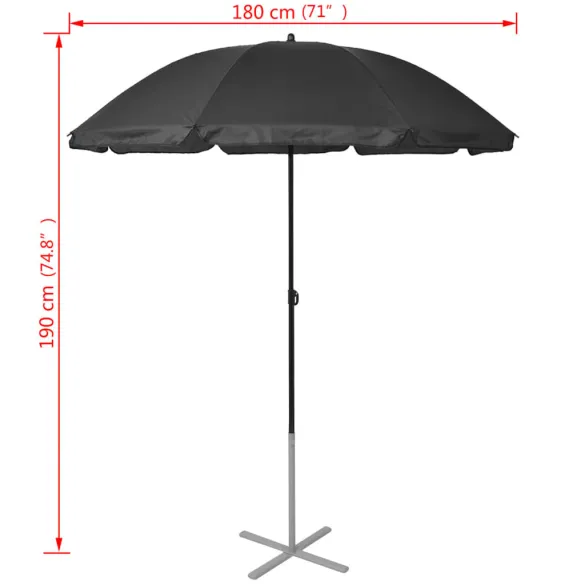 Șezlonguri cu Umbrelă - Aluminiu, Negru - Livrare Gratuită