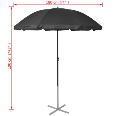 Șezlonguri cu Umbrelă - Aluminiu, Negru - Livrare Gratuită