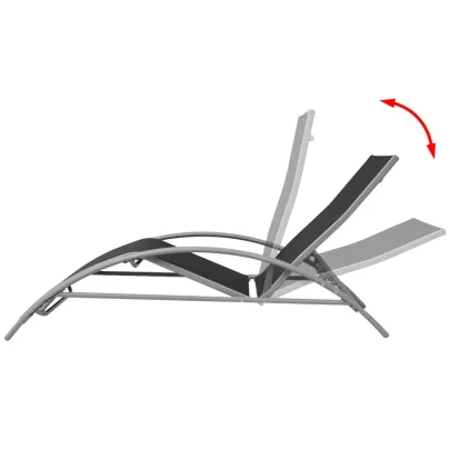 Șezlong Plajă Negru Aluminiu | Livrare Gratuită