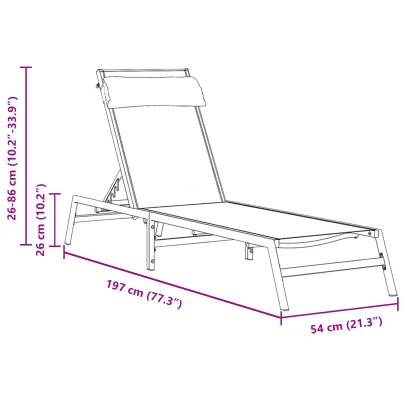 Șezlong Exterior Negru - Cotiere Reglabile și Pernă