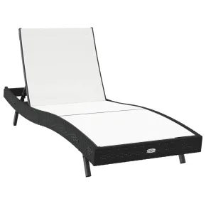 Șezlong Negru Ratan Exterior - Comandă cu Livrare Gratuită 2