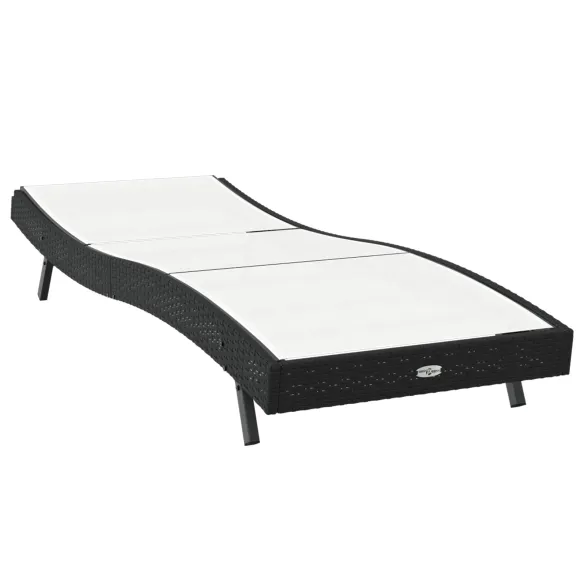 Șezlong Negru Ratan Exterior - Comandă cu Livrare Gratuită