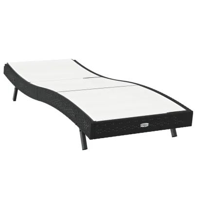 Șezlong Negru Ratan Exterior - Comandă cu Livrare Gratuită