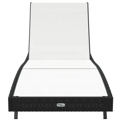 Șezlong Negru Ratan Exterior - Comandă cu Livrare Gratuită